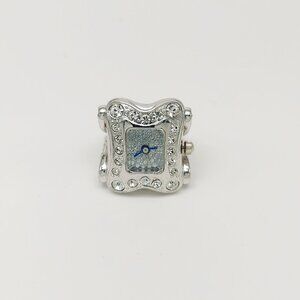 Vintage Susan Somers crystal silver tone (blue hands) ring watch by migi (Unsign